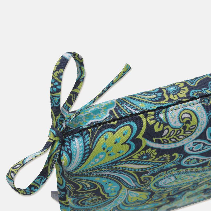 2pk Outdoor Square Edge Seat Cushion Set - Navy/Turqouise/Paisley - Pillow Perfect: Weather-Resistant with Ties, Zippered