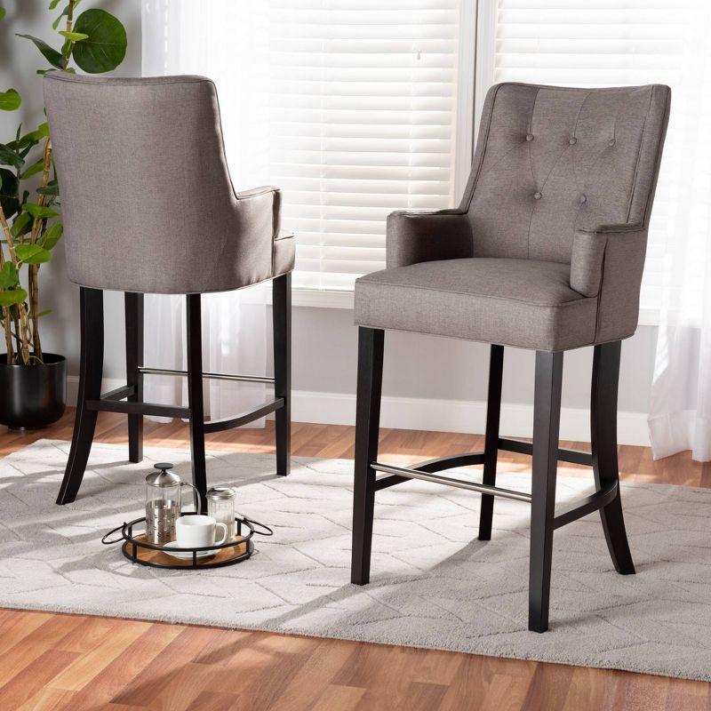 2pc Aldon Upholstered and Wood Bar Stool Set - Baxton Studio