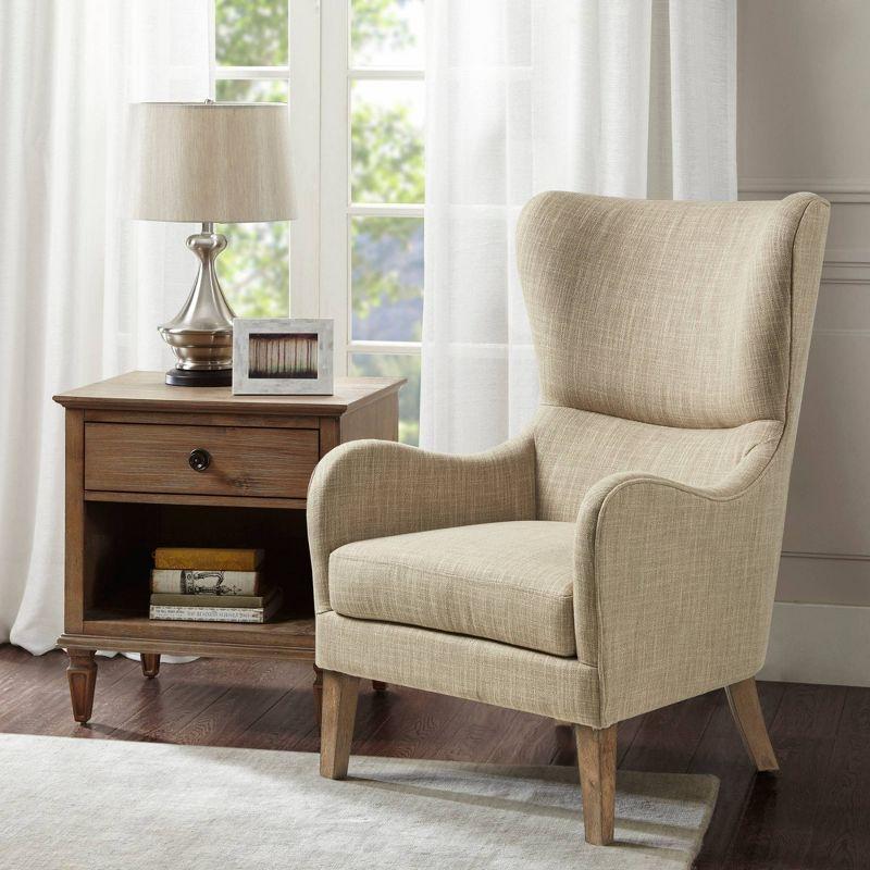 Aria Swoop Upholstered Wing Chair Taupe