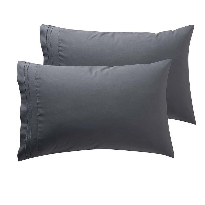 Dark Gray Hypoallergenic Microfiber Standard Pillowcases Set