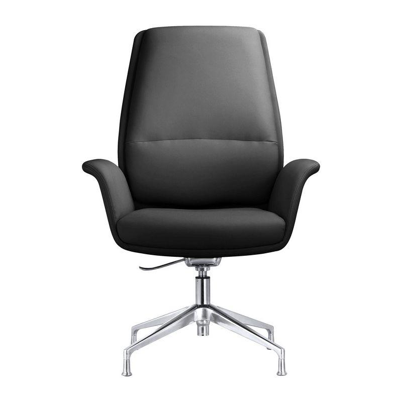 Summit Black Faux Leather Swivel Office Chair with Aluminum Frame