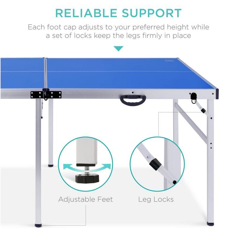 Best Choice Products 6x3ft Portable Ping Pong Table Game Set, Folding Table Tennis w/ 2 Paddles, Balls - Blue