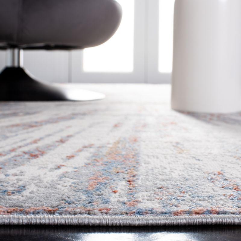 Amelia ALA449 Power Loomed Indoor Area Rug - Grey/Rust - 6'7" Round - Safavieh