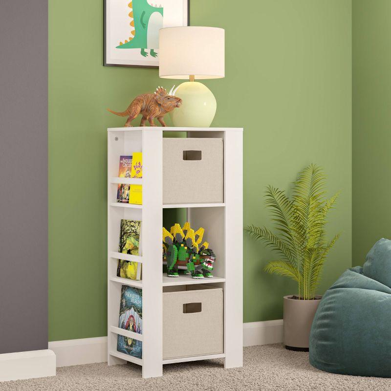 RiverRidge Kids Bookshelf and Toy Organizer Tower with 3 Cubbies and 6 Bookracks for Playroom, Nursery, and Reading Book Nook