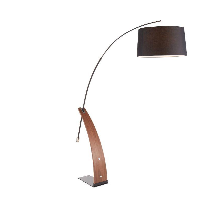 LumiSource 74" Robyn Mid-Century Modern Floor Lamp Walnut Wood and Black Linen Shade