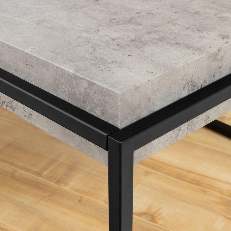 Mezzy Industrial Rectangular Coffee Table in Concrete Gray and Black