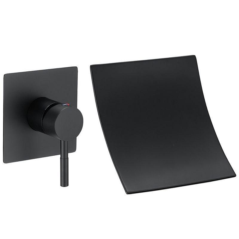 Matte Black Wall-Mount Single Handle Waterfall Bathroom Faucet