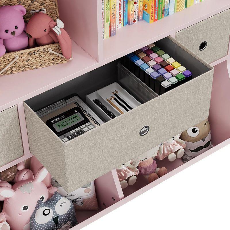 3-Tier Kids Bookshelf, Toy Storage Organizer with 3 Drawers,Wooden Bookcase with Large Toy Storage Cabinet for Playroom