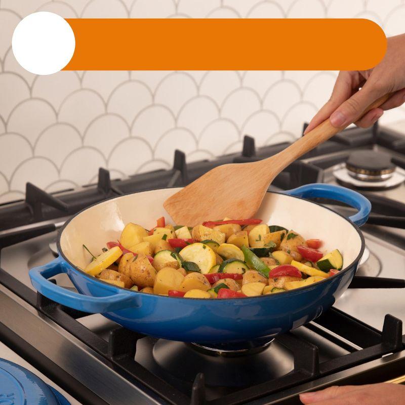 Bruntmor 121oz Qt - Enameled Cast Iron Dutch Oven With Handles and Lid | Cast Iron Skillet with Non-Stick Coating, Marine Blue