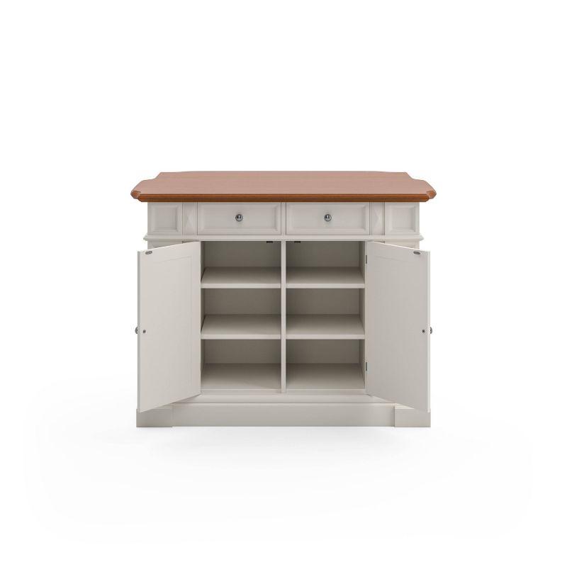 Crisp White and Distressed Oak Finish Spacious Kitchen Island