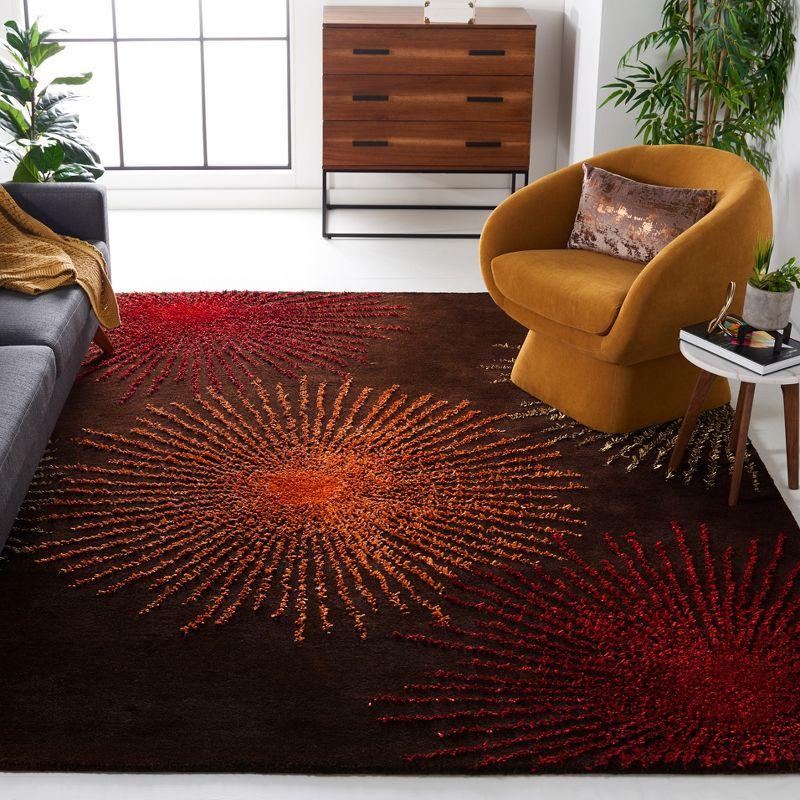 Hand-Tufted Brown Wool and Viscose Area Rug