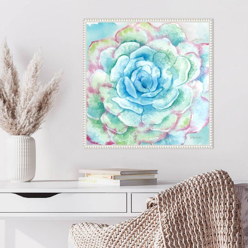 Sweet Succulents I Abstract Floral Canvas Print with White Frame