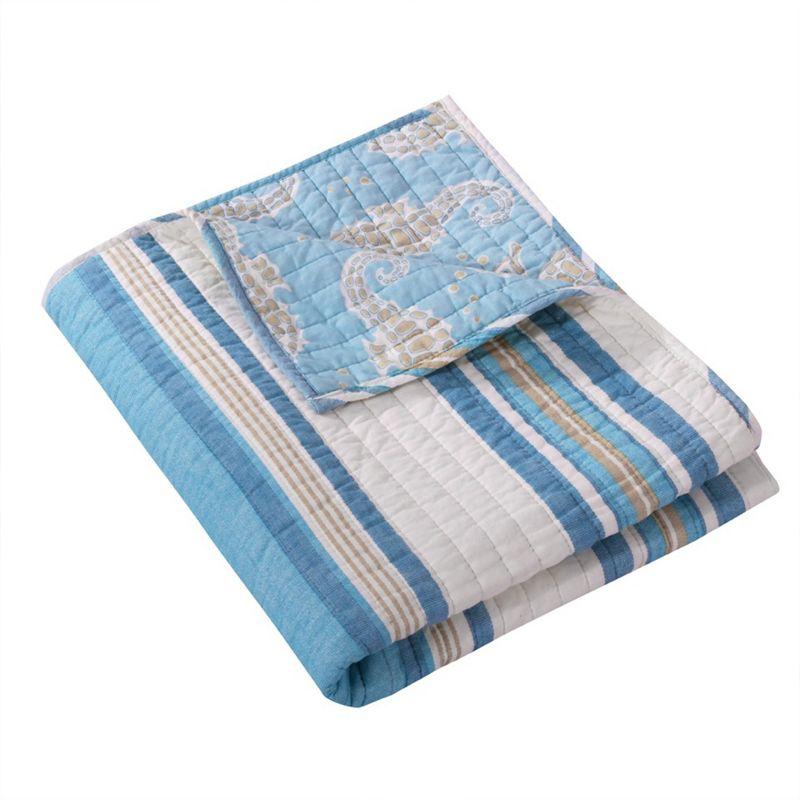 Blue Maui Coastal Reversible Cotton Quilted Throw