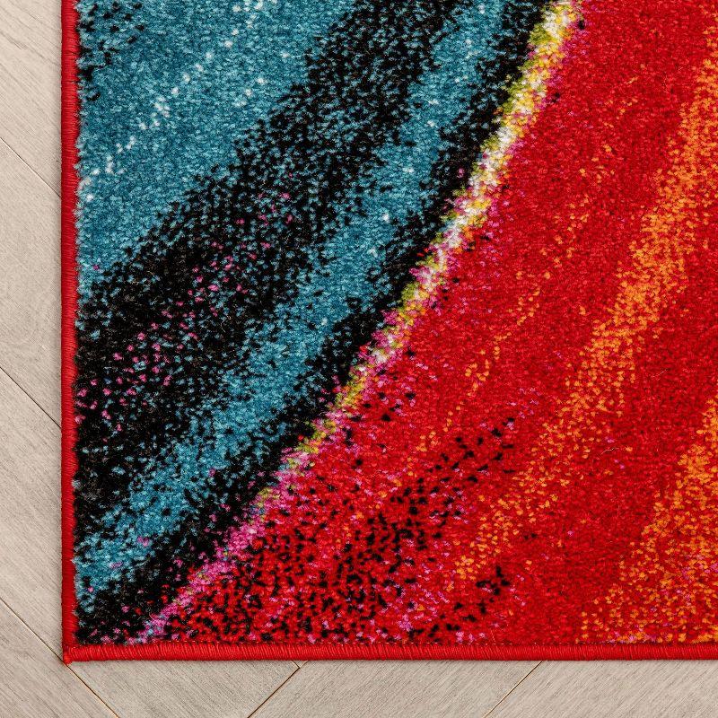 Well Woven Aurora Swirl Lines Modern Geometric Abstract Brush Stroke Painting Art Stripe 3'3" x 5' Multi Area Rug