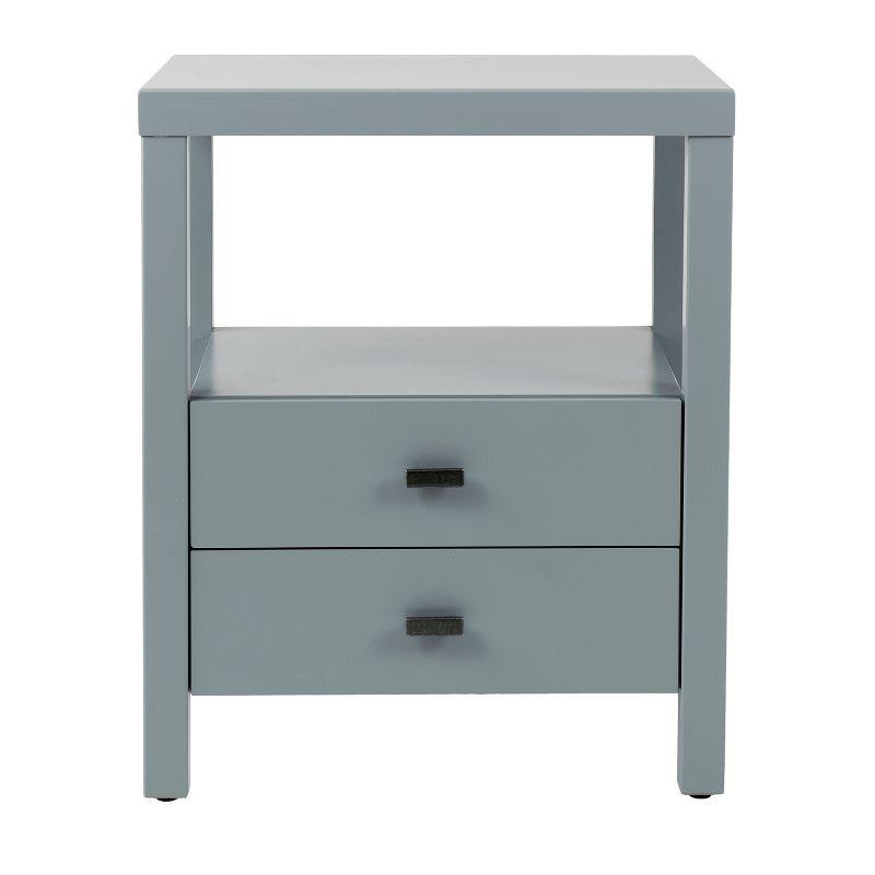 Easton Modern Gray Acacia Wood 2-Drawer Nightstand