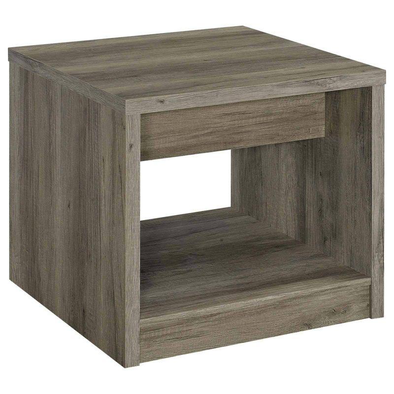 Coaster Felix Farmhouse Square Wood End Table with Drawer Gray Driftwood