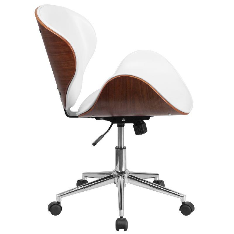 White Faux Leather Swivel Executive Armless Chair