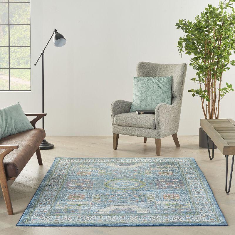 Nourison Global Vintage Ivory Light Blue Bohemian Indoor Rug