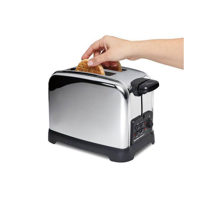 Hamilton Beach 2SL Classic toaster 22782: 2-Slice, 850W, Metal, Silver, Compact Design, 1-Year Warranty