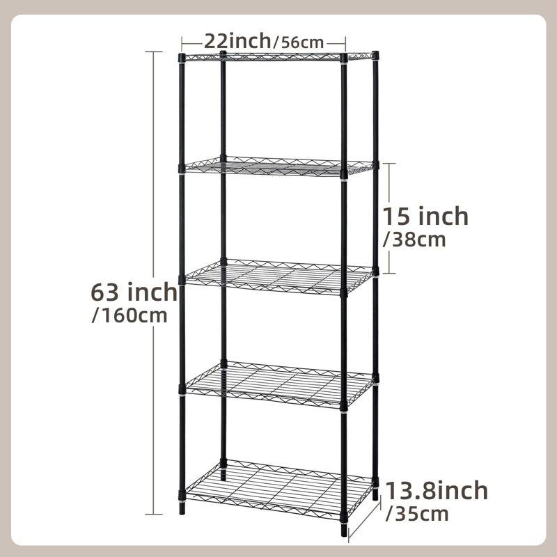 HONEIER 5-Tier Heavy Duty Storage Rack Shelving Unit Black
