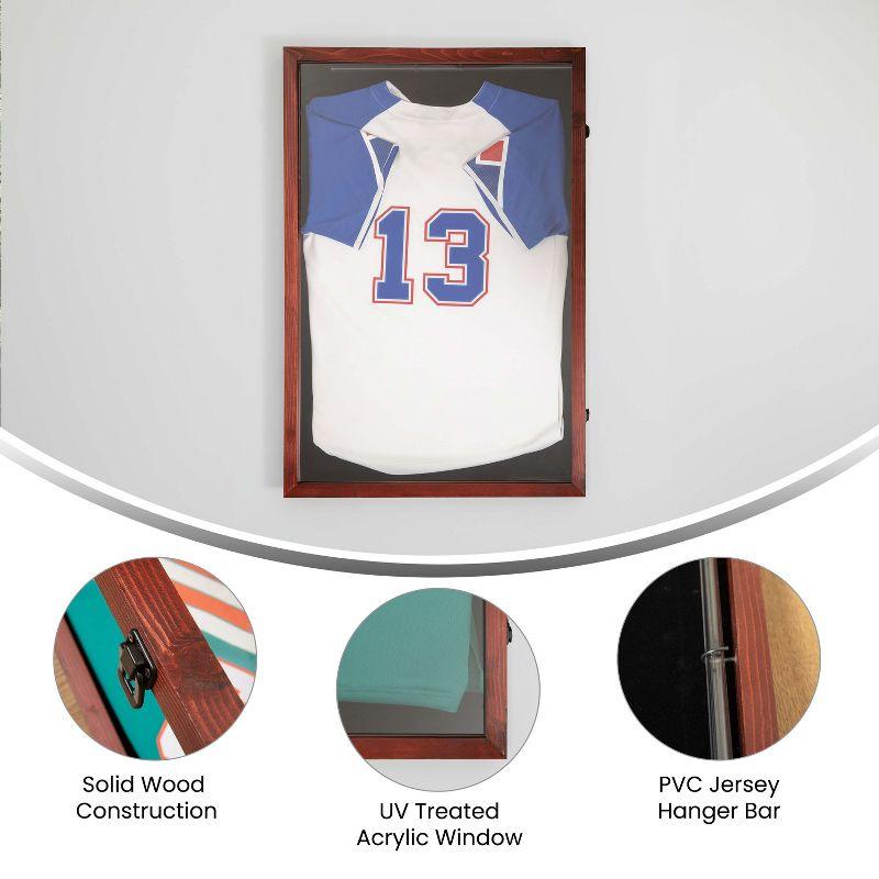 Emma and Oliver Manow Jersey Display Case with Solid Pine Wood Frame, UV Treated Acrylic Window, Fabric Backing Board, and Anti-Theft Lock