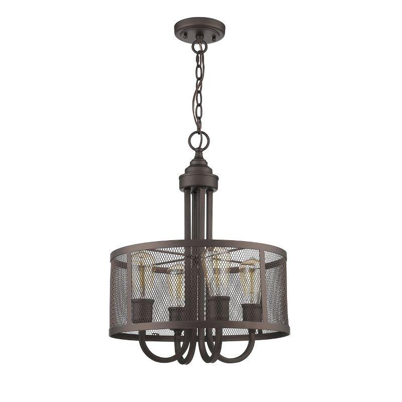 Chloe Lighting Ironclad Industrial-Style 4 Light Rubbed Bronze Ceiling Pendant 16" Wide
