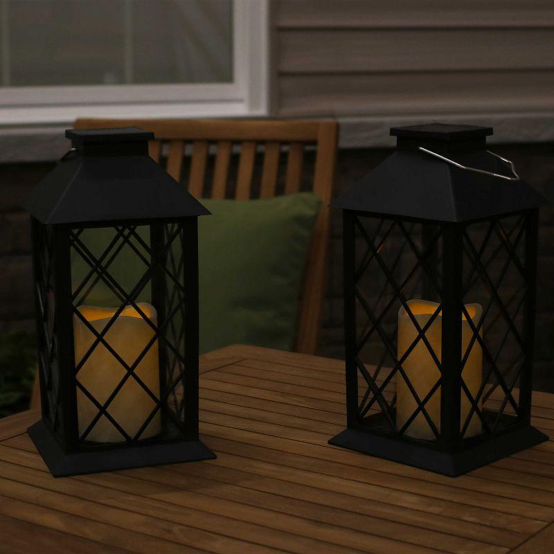 Sunnydaze Outdoor Concord Hanging Tabletop Solar LED Rustic Farmhouse Decorative Candle Lantern - 11"