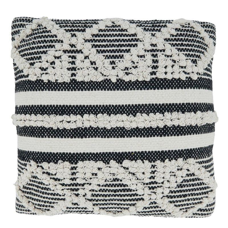 18"x18" Poly-Filled Diamond Moroccan Design Square Throw Pillow Black/White - Saro Lifestyle: Bohemian Indoor Decor, Couch Accessory