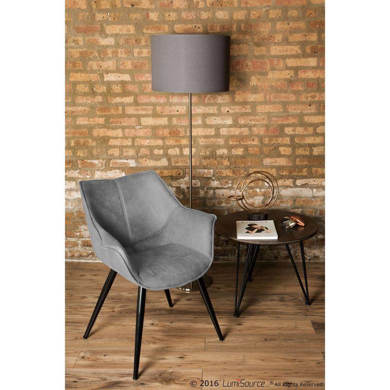 Set of 2 Wrangler Contemporary Accent Chair Light Gray - Lumisource: Suede-Like Upholstery, Metal Legs, Attached Cushions
