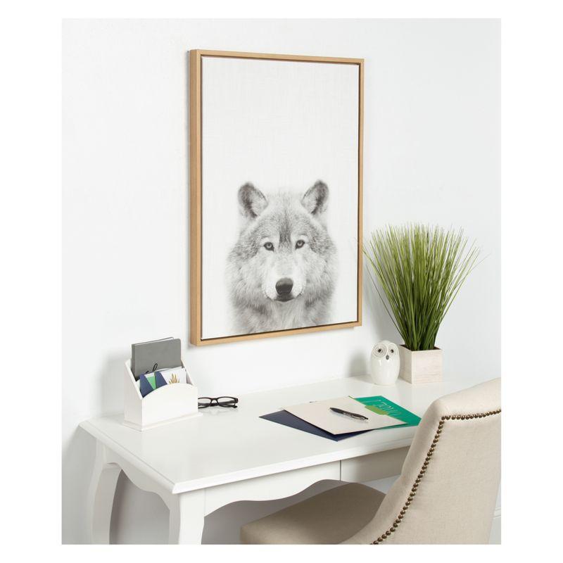 33" x 23" Sylvie Wolf Animal Print And Portrait By Simon Te Tai Framed Wall Canvas - Kate & Laurel