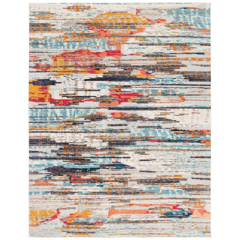 Ivory Multicolor Abstract Distressed 8' x 10' Area Rug