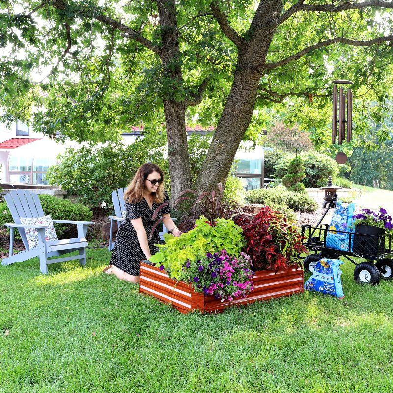 Sunnydaze Raised Hot Dip Galvanized Steel Garden Bed for Plants, Vegetables, and Flowers - 47" L x 11.75" H - Woodgrain