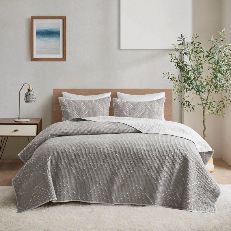 Pomona Cotton Embroidered Coverlet Set