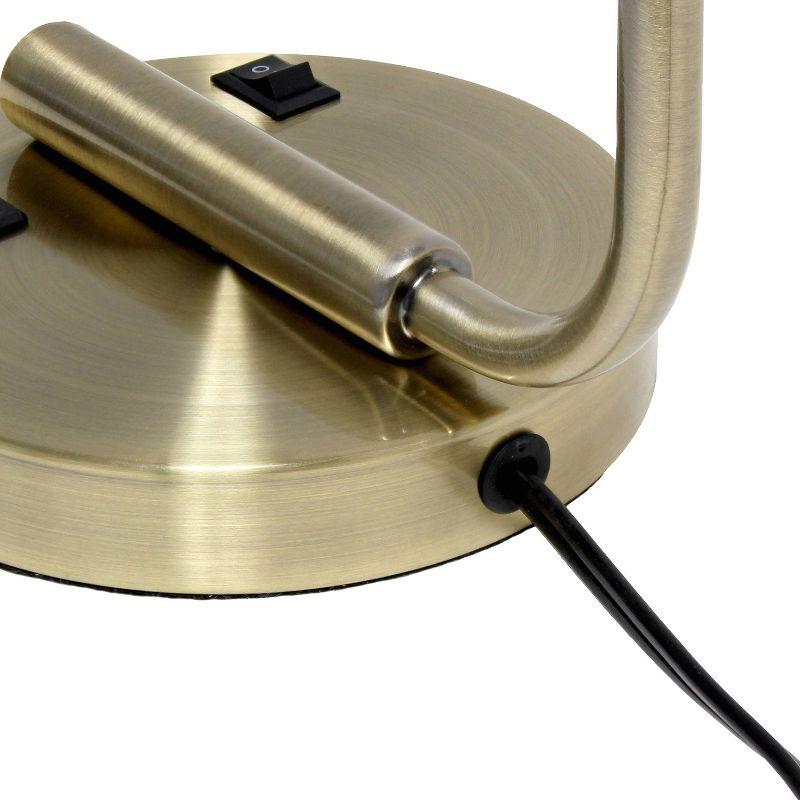 Modern Iron Desk Lamp with USB Port and Glass Shade Antique Brass Finish - Lalia Home: ETL Listed, No Assembly, Edison Bulb Compatible