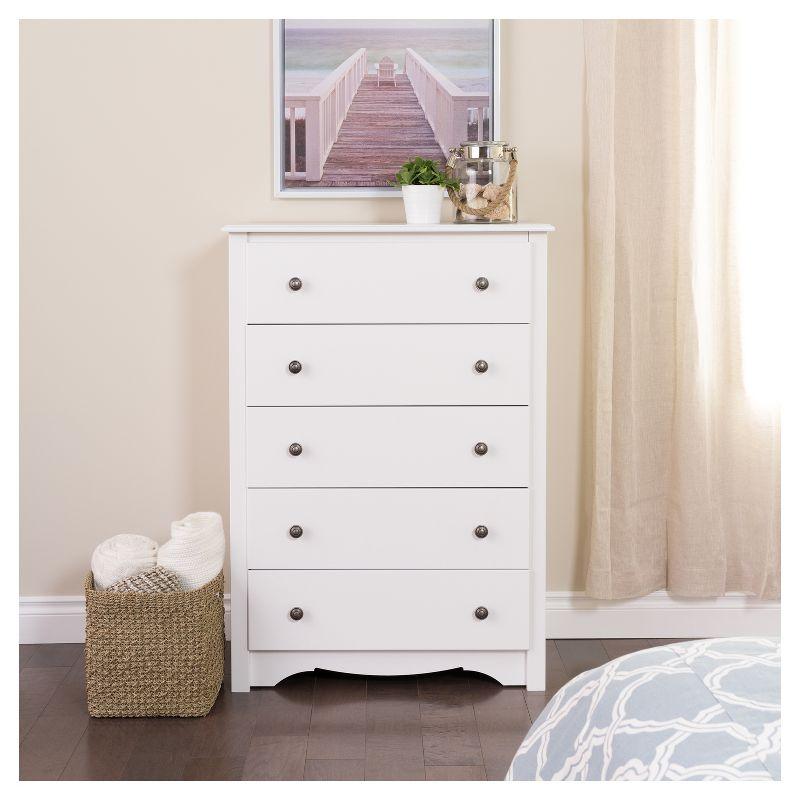 Fremont White 5-Drawer Tall Dresser in Laminated Composite Wood