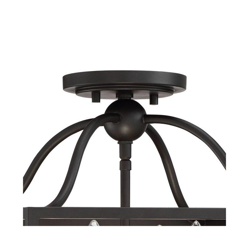 Franklin Iron Works Elle Rustic Industrial Ceiling Light Semi Flush Mount Fixture 13" Wide Black 4-Light Square Cage for Bedroom Living Room Kitchen