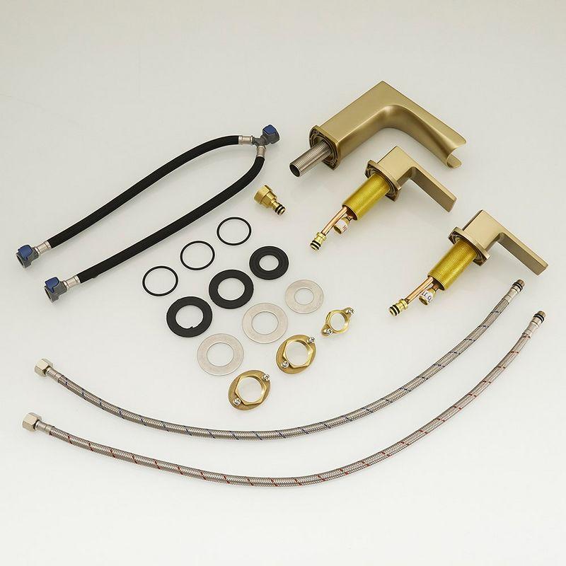 BWE Waterfall 8 in. Widespread Double Handle Bath Faucet Set 3 Holes Vanity Sink With Metal Drain