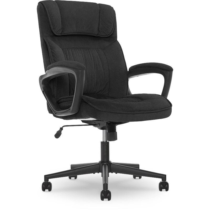 ErgoFlex Black Twill Executive Office Chair with Lumbar Support