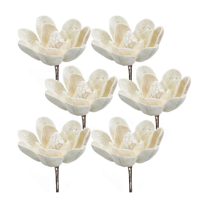 20.5" White Velvet Magnolia Stem Set of 6