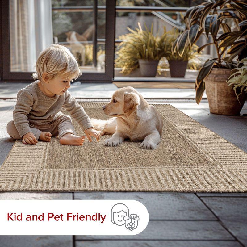 nuLOOM 4' x 6' Outdoor Area Rug, Stain Resistant, Weather Resistant, High Traffic, Patio, Balcony, Outside, Living Room, Dining Room, Asha Light Brown