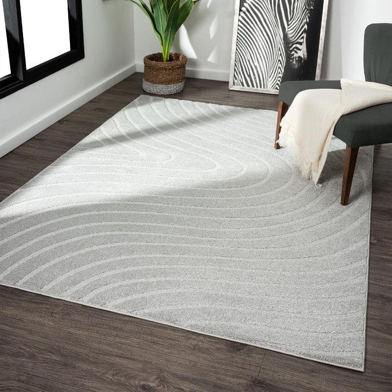 Elegant Gray Geometric 6x9 Synthetic Area Rug for Easy Care