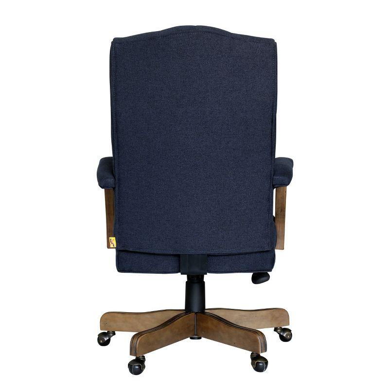 Traditional Executive Chair Navy - Boss Office Products: Commercial Grade, Driftwood Base, Brass Castors