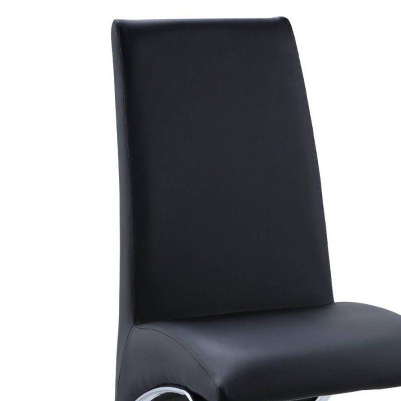 Set of 2 17" Pervis PU Dining Chairs Black/Chrome - Acme Furniture