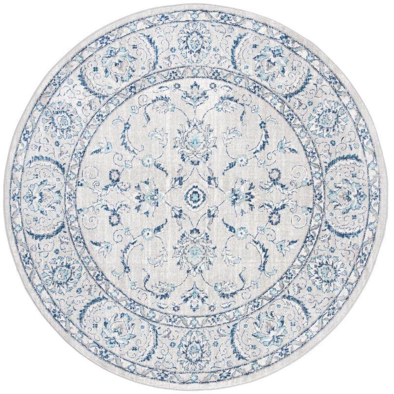 Brentwood BNT854 Power Loomed Indoor Area Rug - Light Grey/Blue - 5' Round - Safavieh