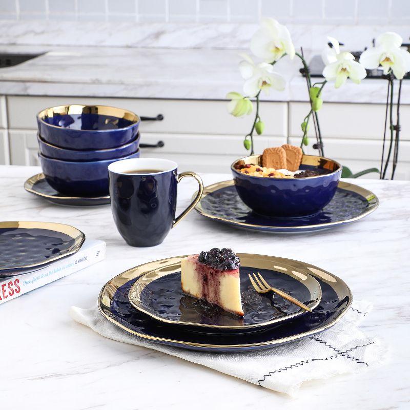 Stone Lain Florian 32-Piece Porcelain Dinnerware Set, Service for 8, Navy Blue