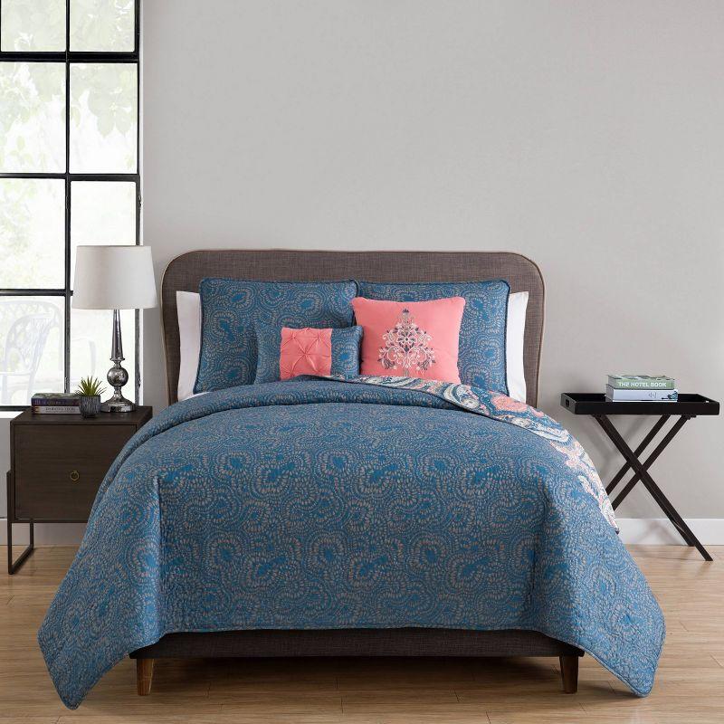 5pc Casa Re`al Reversible Quilt Set - VCNY