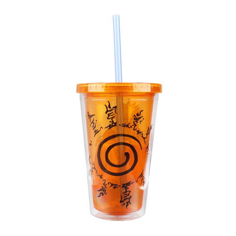 Naruto 16 Oz. Acrylic Cup With Reusable Staw and Ice Cubes