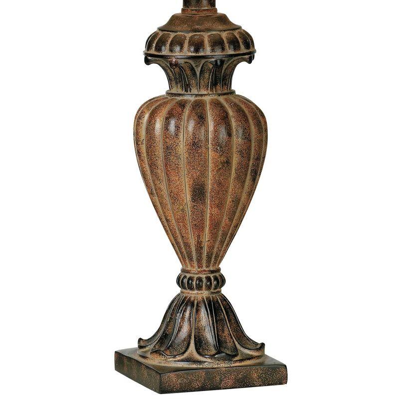 Regency Hill Traditional Table Lamp Urn 25.5" High Two Tone Bronze Off White Bell Shade for Living Room Family Bedroom Bedside Nightstand