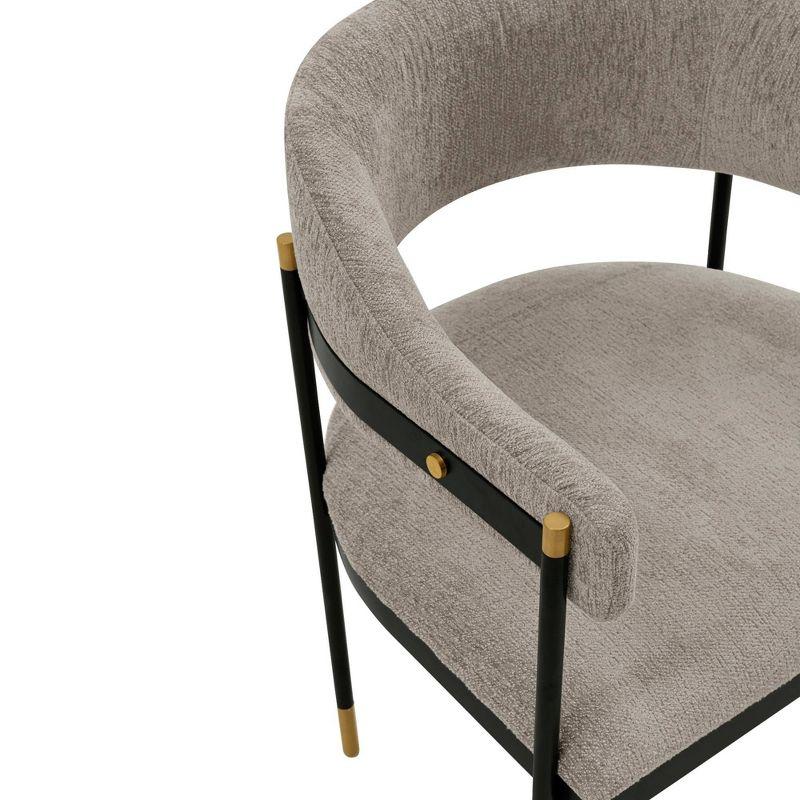 Set of 2 Lia Modern Boucle Upholstered Dining Armchairs Stone Gray - Manhattan Comfort: Brushed Gold Accents, No Assembly Required