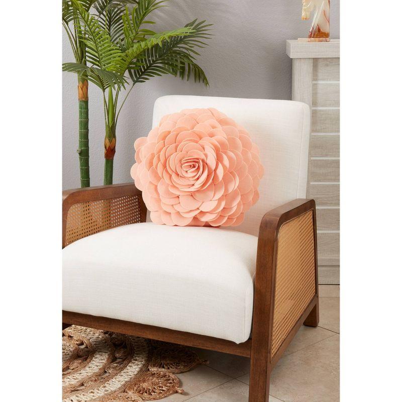 Flower Design Round Throw Pillow - Saro Lifestyle